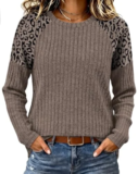 WIHOLL Leopard Print Long Sleeve Top for $7.99