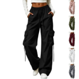High Elastic Drawstring Cargo Pants for Women – Now $11.99