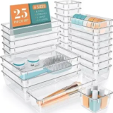 WOWBOX 25-Piece Clear Plastic Drawer Organizer Set for $13