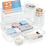 25-Piece Clear Plastic Drawer Organizer Set for $12.91