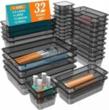 Wowbox 32-Piece Clear Plastic Drawer Organizer Set for $9.99