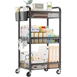 YASONIC 3-Tier Rolling Cart with Wheels – All-Metal Construction – $17.00 ($34.99 Original)