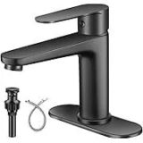 Yxocvir Black 304 Stainless Steel Bathroom Faucet with Hoses & Drain for $23.49