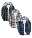 3-Pack ZITY Men’s Flannel Hoodie Shirt Jackets for $36